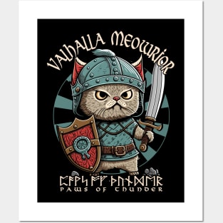 Nordic Norse Valhalla Viking Cat Warrior Posters and Art